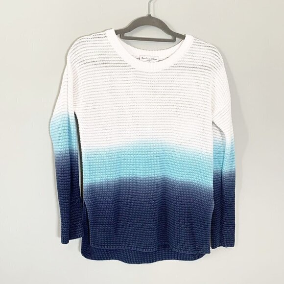 Michael Stars ombre waffle knit pullover sweater with side slits - Picture 1 of 9